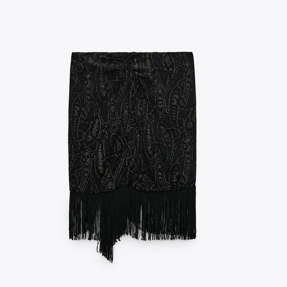 NWT ZARA Printed Sarong Fringe Skirt XS BloggerFav - Picture 12 of 16